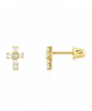 Yellow Religious Screwback Earrings 0 30Ct