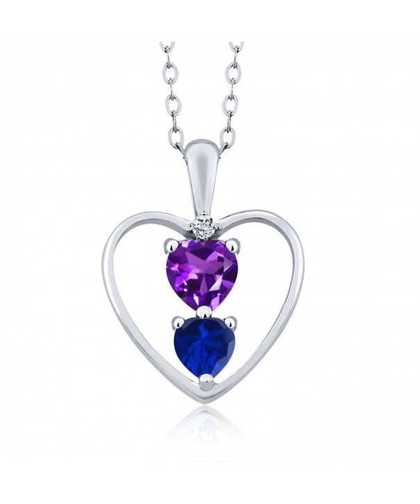 Amethyst Simulated Sapphire Sterling Pendant