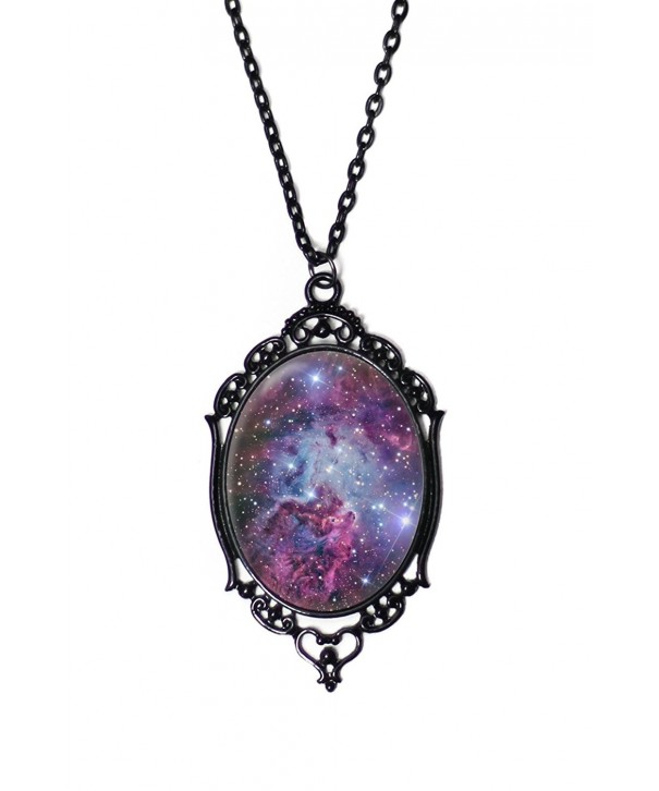 Purple Galaxy Cameo Necklace Ornate