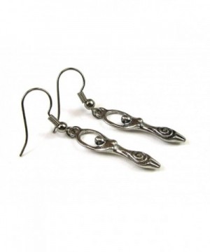 Wiccan Goddess Drawing Silver Earrings