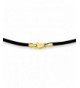 Gold Black Leather Necklace Inches