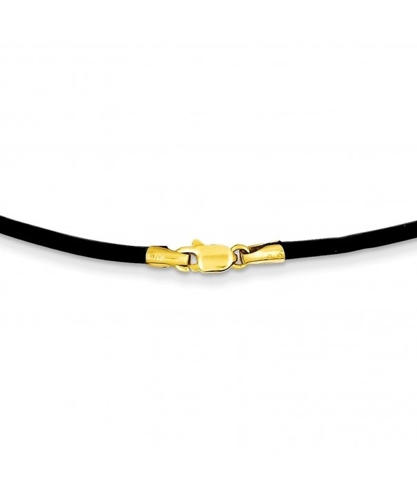 Gold Black Leather Necklace Inches