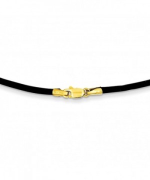 Gold Black Leather Necklace Inches