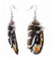 Brown White Essence Feather Earrings