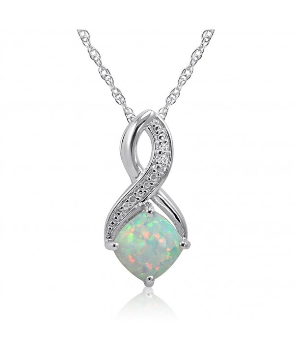 Created Diamond Pendant Necklace Sterling silver