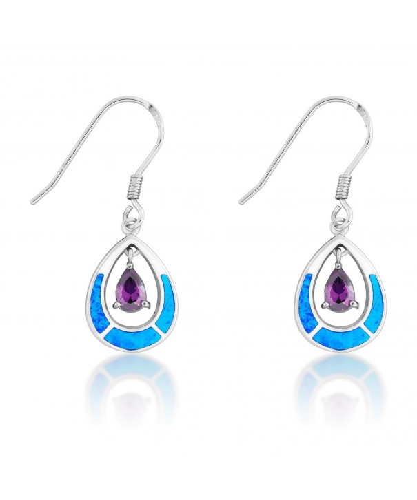 Sterling Silver Created Teardrop Earrings