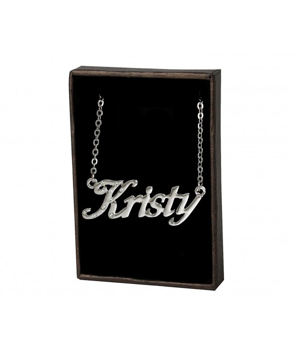 Name Necklace Kristy White Plated