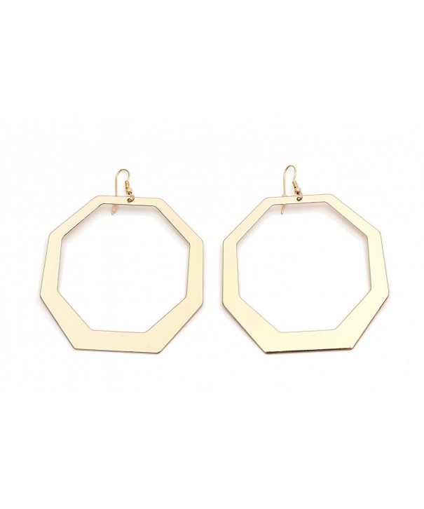 Large Gold Plated Earrings Geometric Dangle