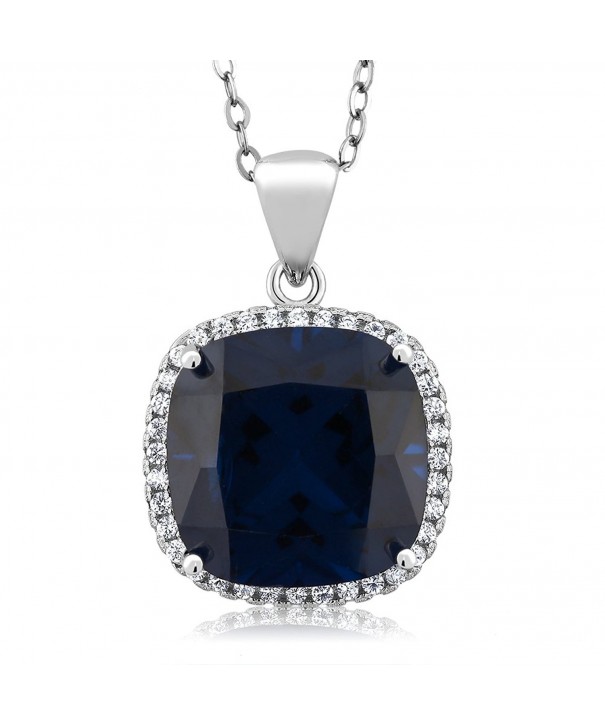 Sterling Simulated Sapphire Pendant Necklace