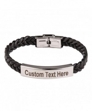 Gagafeel Leather Bracelet Engraved Stainless