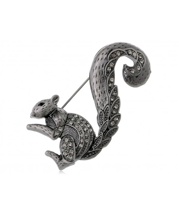 Alilang Antique Silvery Rhinestones Squirrel