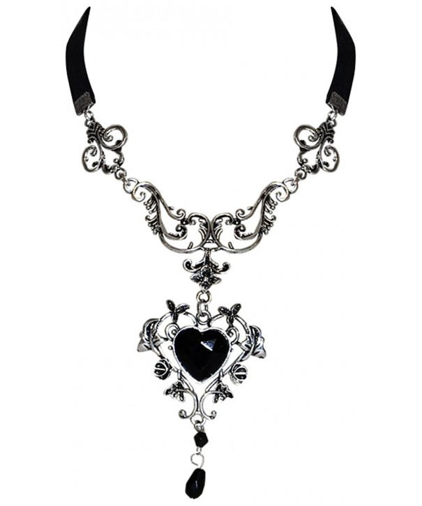 Black Bavarian Heart Necklace Dirndl