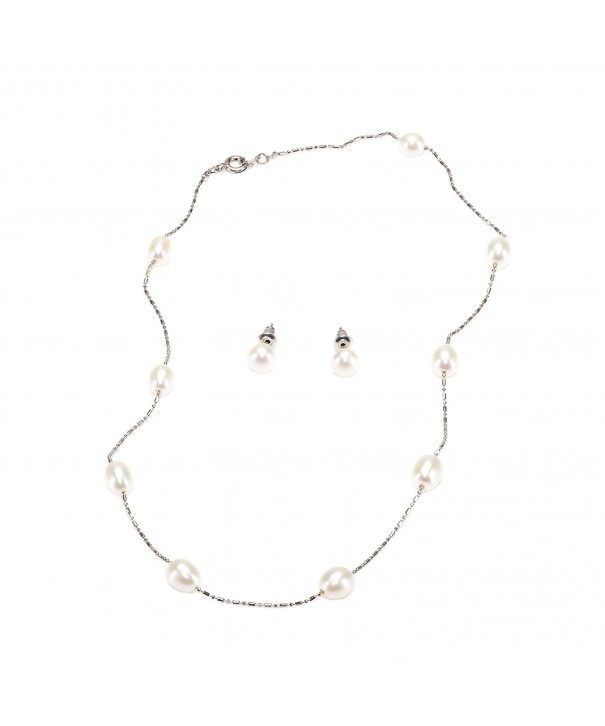 Genuine delicate silvertone necklace earring