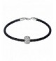 ZENI Leather Bracelet Sterling Zirconia