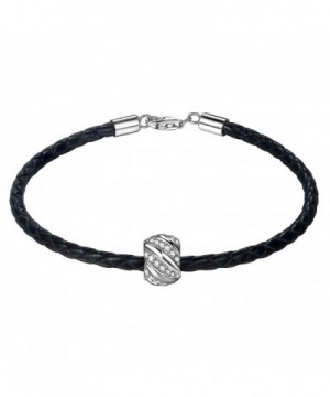 ZENI Leather Bracelet Sterling Zirconia