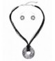 Womens Pendant Necklace Earring Silver Tone