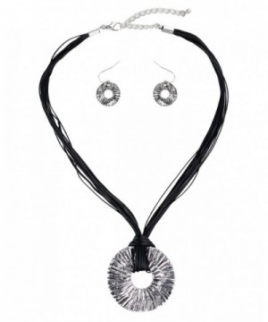 Womens Pendant Necklace Earring Silver Tone