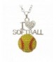 Softball Bling Rhinestone Silver Necklace