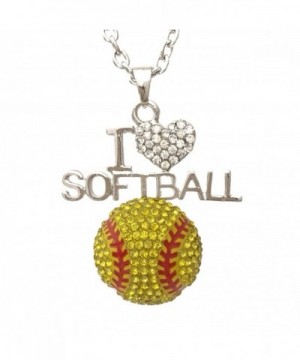 Softball Bling Rhinestone Silver Necklace