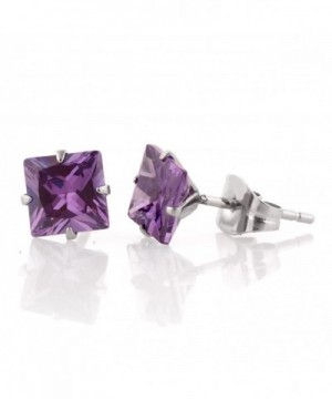 Square Simulated Purple Diamond Earrings