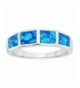 Sterling Silver Created Blue Opal