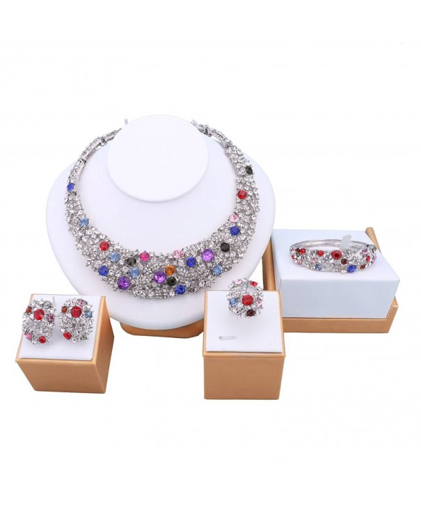OUHE18K Crystal Necklace Earrings Bracelet