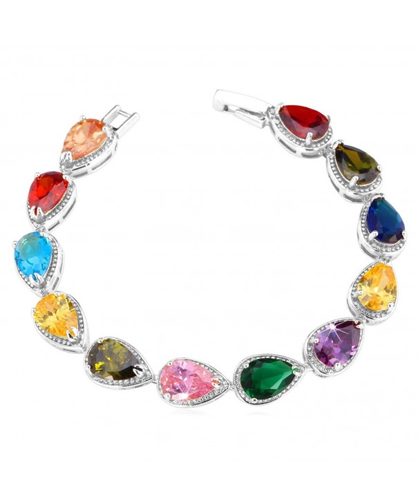 U7 Colorful Zirconia Bracelet Platinum