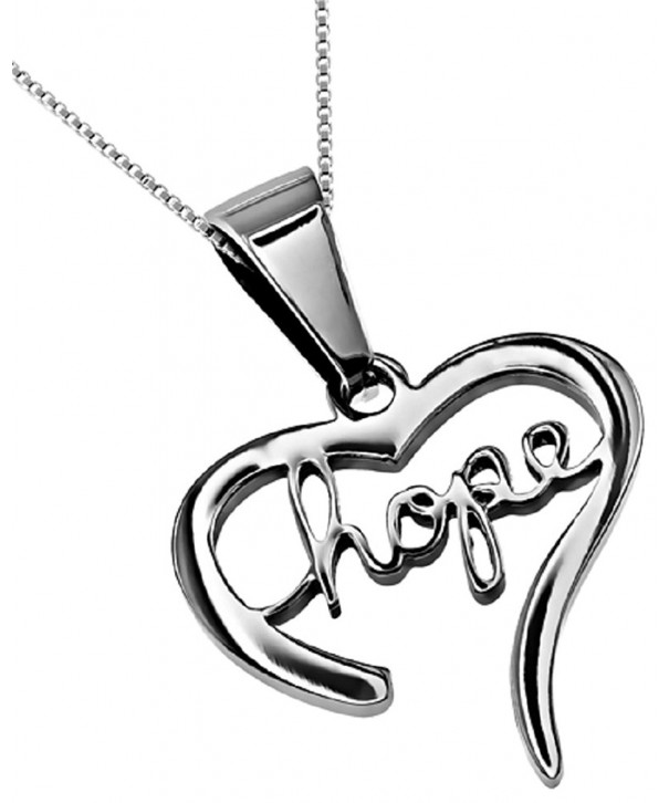 Writing Heart Necklace Silver Stainless