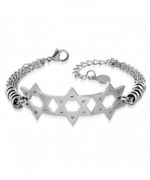 Stainless Silver Tone Triple Jewish Bracelet