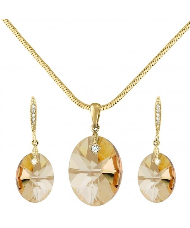 Champagne Tone Oval Crystal Jewellery