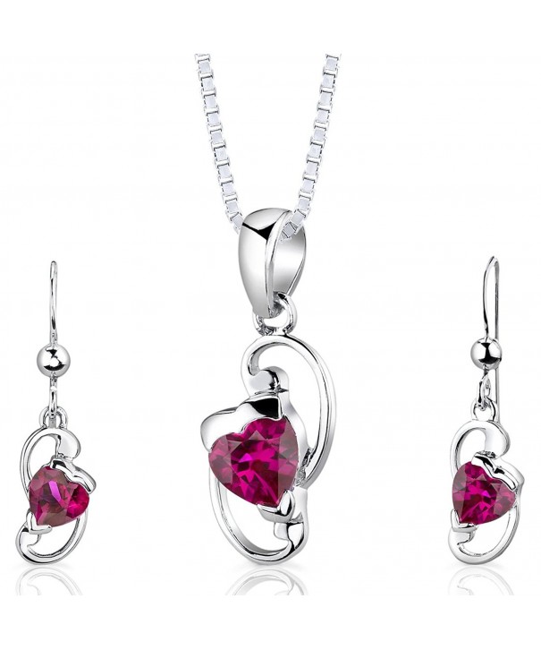 Sterling Rhodium Created Earrings Necklace