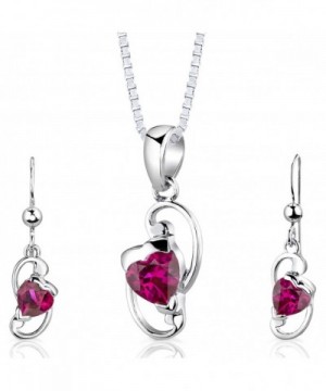 Sterling Rhodium Created Earrings Necklace