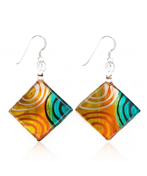 Sterling Painted Multi Colored Circles Earrings