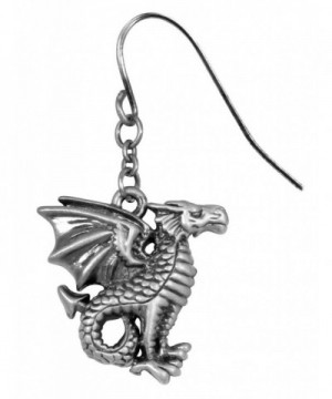 Silver Pewter Leviathan Dragon Earrings