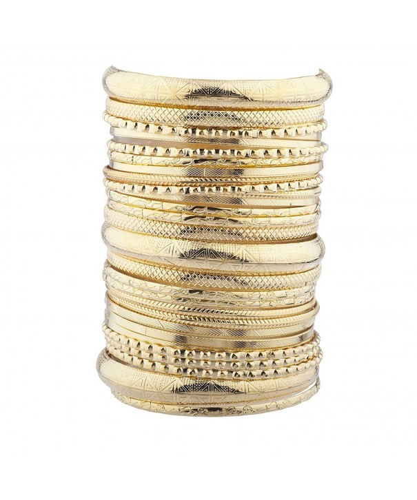 Lux Accessories Goldtone Textured Multiple Bracelet