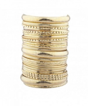 Lux Accessories Goldtone Textured Multiple Bracelet