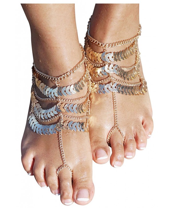 Womens Golden Barefoot Sandals Jewelry