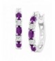 Platinum Plated Natural Amethyst Earrings Diamonds