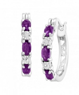 Platinum Plated Natural Amethyst Earrings Diamonds