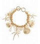 Starfish Seashell Simulated Bracelet Gold Tone