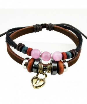 SusenstoneHeart Beaded Adjustable Leather Bracelet