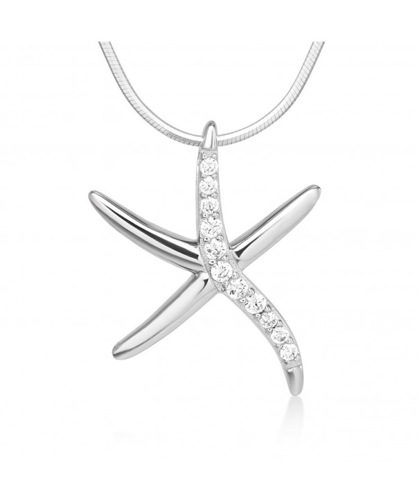 Sterling Zirconia Starfish Pendant Necklace