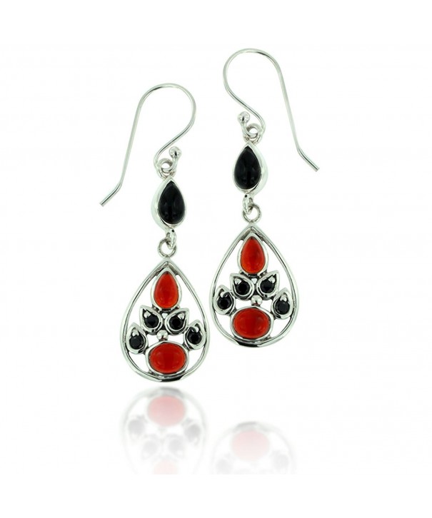 Oxidized Sterling Carnelian Gemstone Earrings