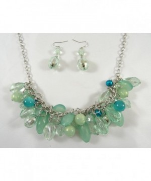 Necklace Earring Seafoam Colored Faceted