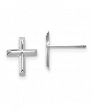 White Gold Cross Post Earrings