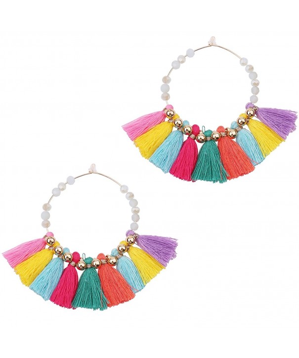 Statement Tassel Earrings Crystal multi color