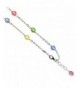 Faceted Multi color Crystal Bracelet Sterling