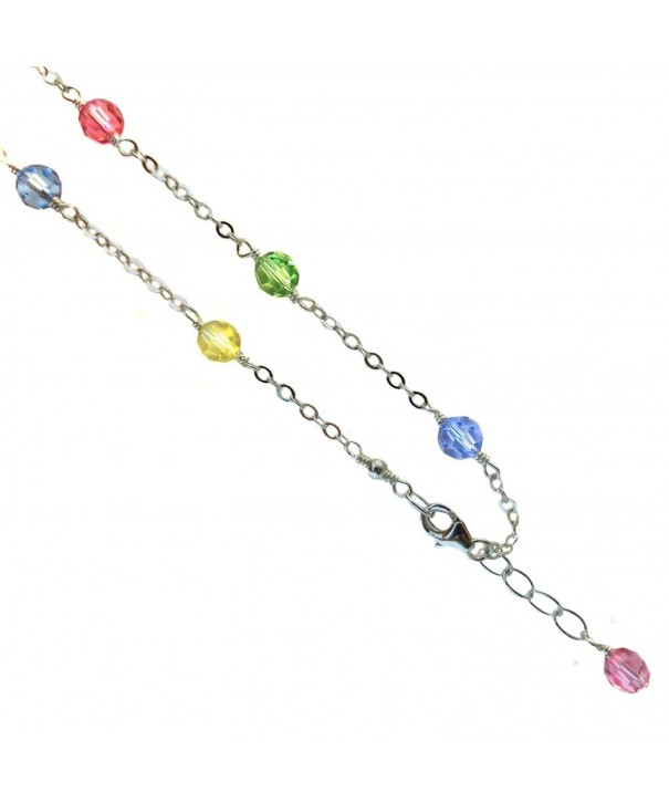 Faceted Multi color Crystal Bracelet Sterling