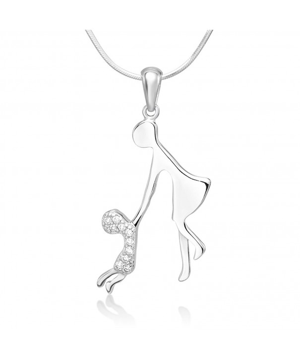 Sterling Zirconia Holding Pendant Necklace