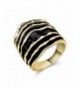 Dnswez Black Enamel statement Rings